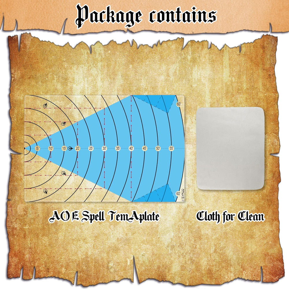 Spell AOE Damage Template DND Area Effect Markers Upgraded 60ft AOE Area Damage Measure Tool Tabletop Game Mat Accessories for Dungeons and Dragons 5E Pathfinder
