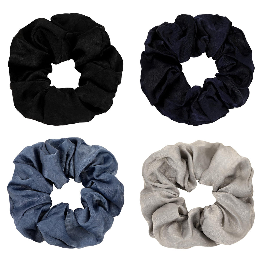 Silk Satin Scrunchies Women Hair Ties - Big Scrunchy Ponytail Holder No Crease Hair Bands Soft Elastic No Hurt Your Hair for Vsco Girl Women Black Gray Dark Blue Light Blue