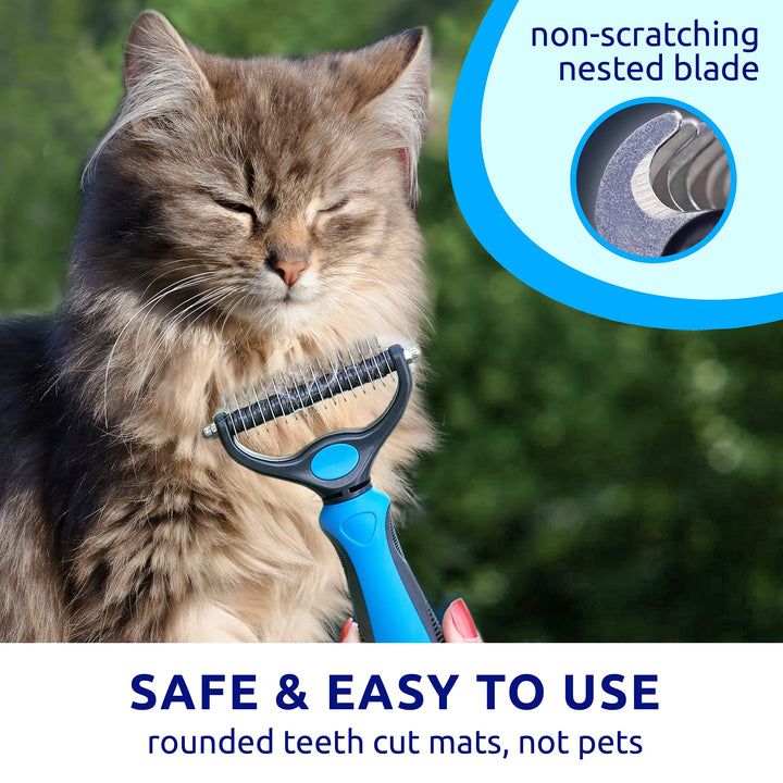 Deshedding Brush - Double-Sided Undercoat Rake for Dogs &amp; Cats - Shedding Comb and Dematting Tool for Grooming, Extra Wide