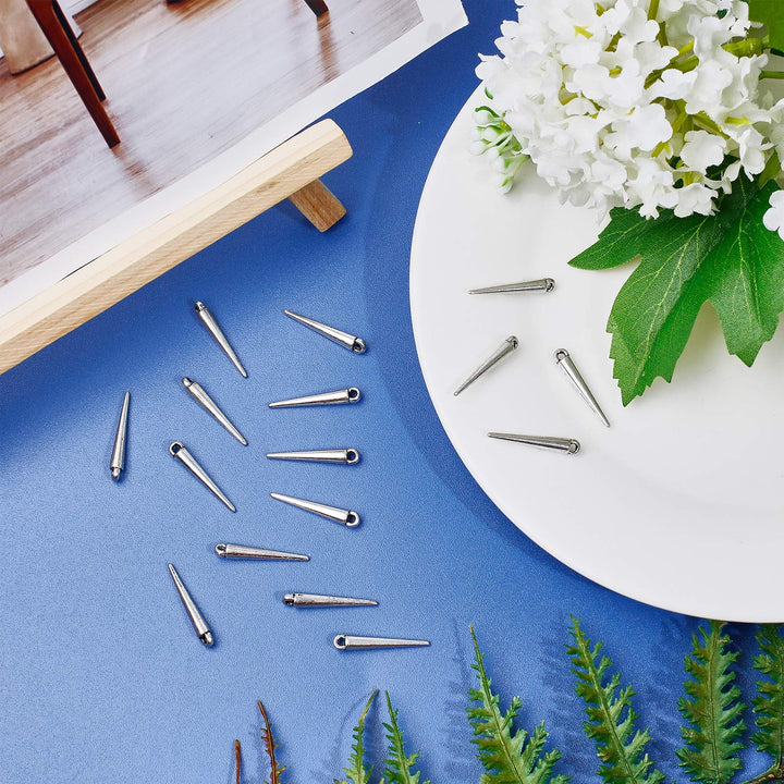 ARRICRAFT 100pcs Antique Silver Alloy Pendants Spike Be