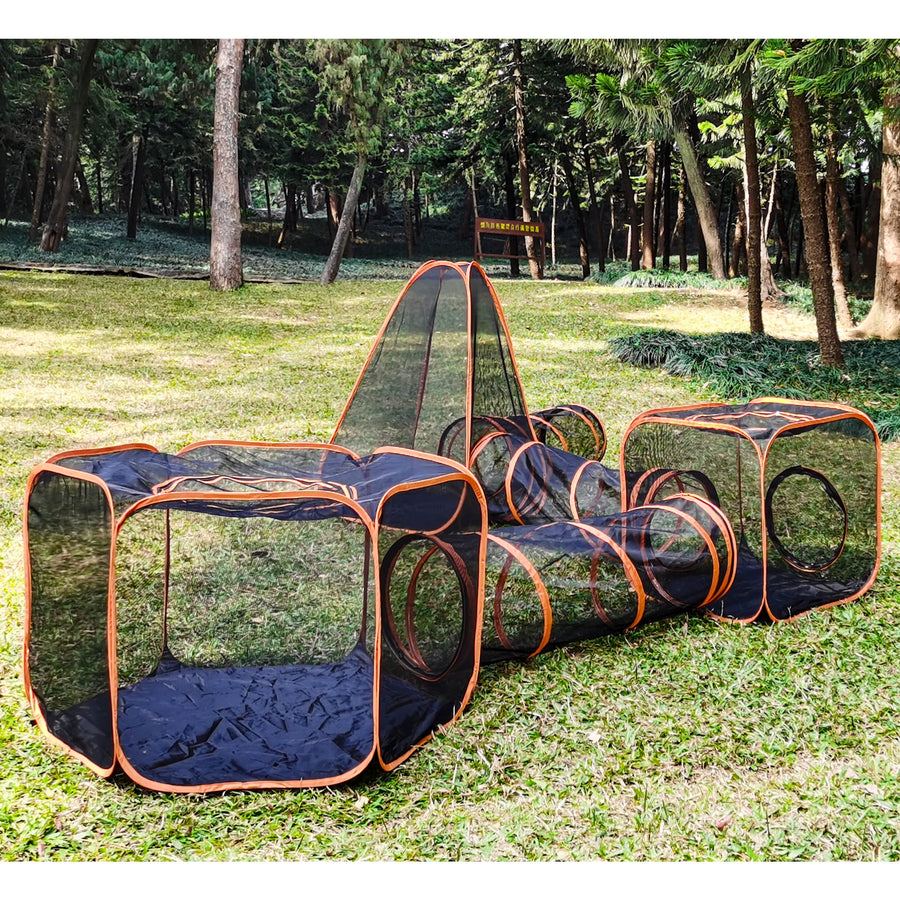 Outdoor Cat Enclosures, 6-in-1 Cat Tent with Tunnel DIY in Multiple Ways, Cat Playpen Play Tents for Cats Rabbits Ferrets and Small Animals, Indoor/Outdoor Cat House