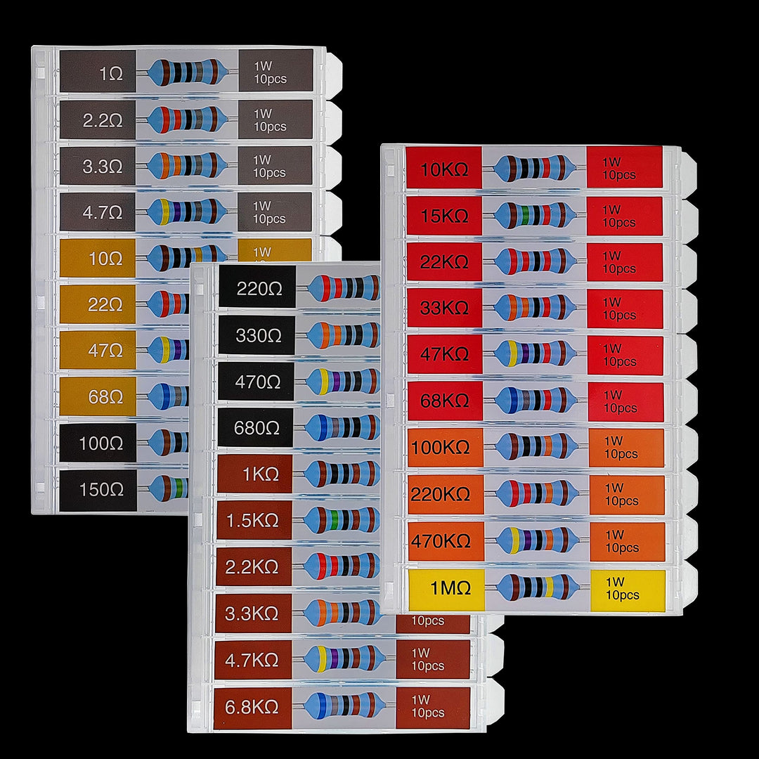 1W 30 Values 300pcs Individual Compartment 1 Ohm-1M Ohm with 1% Metal Film Resistor Assortment Kit and Electrical Industrial Assorted Set K Ohm Pack for Led Lights