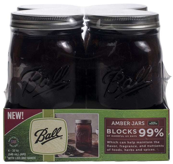 Wide Mouth Canning Jars, Quart, Amber, 4 Count,1440069046