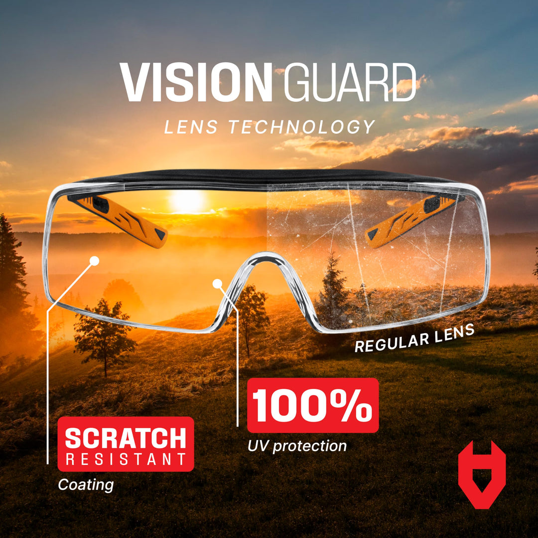 Safety Glasses Over Eyeglasses with Anti Scratch Lenses - 100% UV Protective Eyewear Over Glasses - ANSI Z87 &amp; OSHA Certified Lab Safety Goggles Over Glasses or Over Glasses Safety Glasses