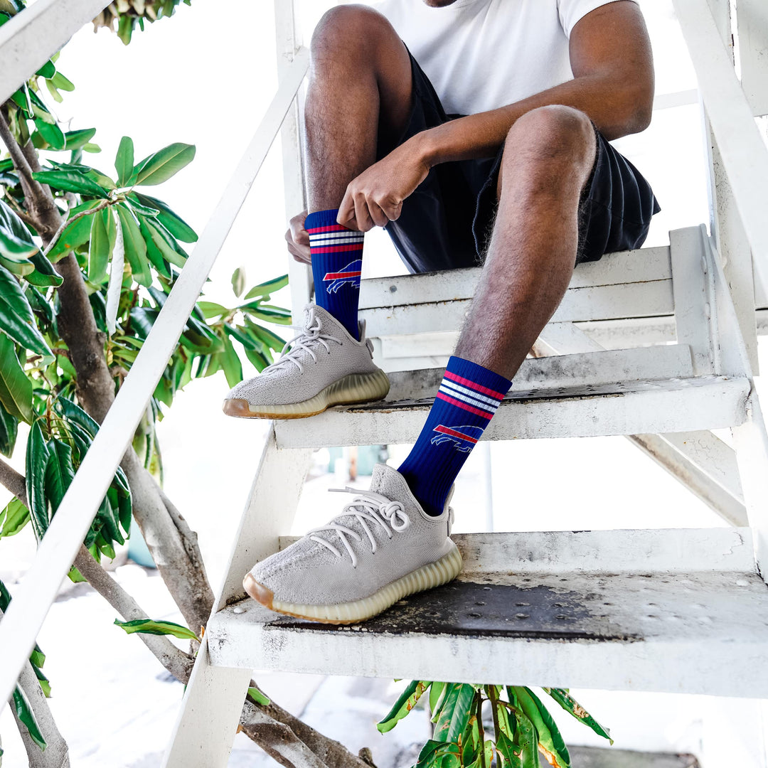 NFL 4 Stripe Deuce Crew Sock, Buffalo Bills, Large