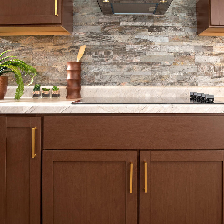 1 Pack Solid Core Kitchen Cabinet Pulls, Luxury Cabinet Handles, Hardware for Doors &amp; Dresser Drawers, 18 Inch Hole Center, Brushed Golden Brass, Skylight Collection