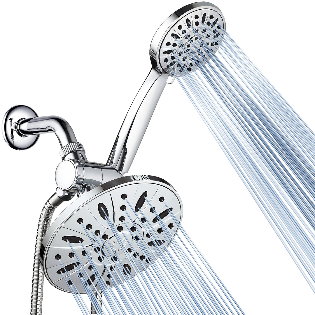 7 Premium High Pressure 3-Way Rainfall Combo Combines The Best of Both Worlds-Enjoy Luxurious Rain Showerhead and 6-Setting Hand Held Shower Separately or Together, Chrome