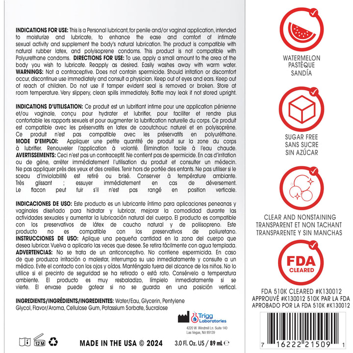 Watermelon Flavored Gel Lubricant 3.6 oz International