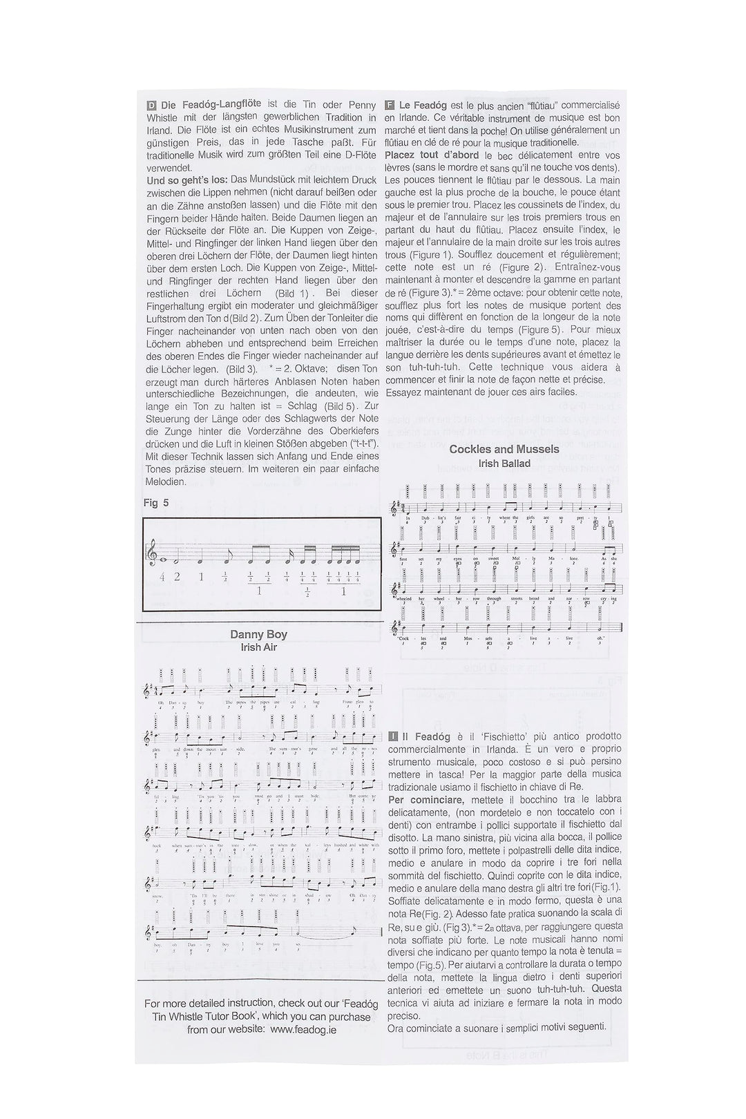 Feadog IW10 Brass D Whistle, FW01, One Size