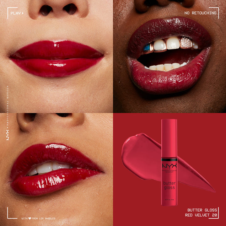 Butter Gloss, Non-Sticky Lip Gloss - Red Velvet (Deep Red)