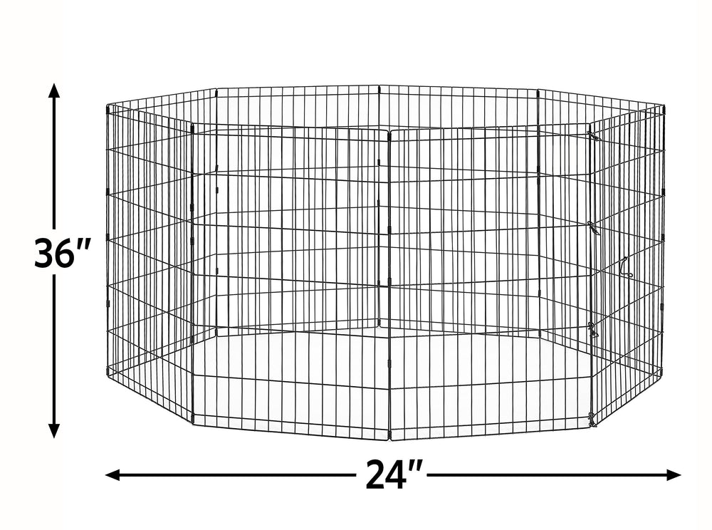 Dog Exercise Pen & Playpen, 24 W x 36 H, No Door, Black