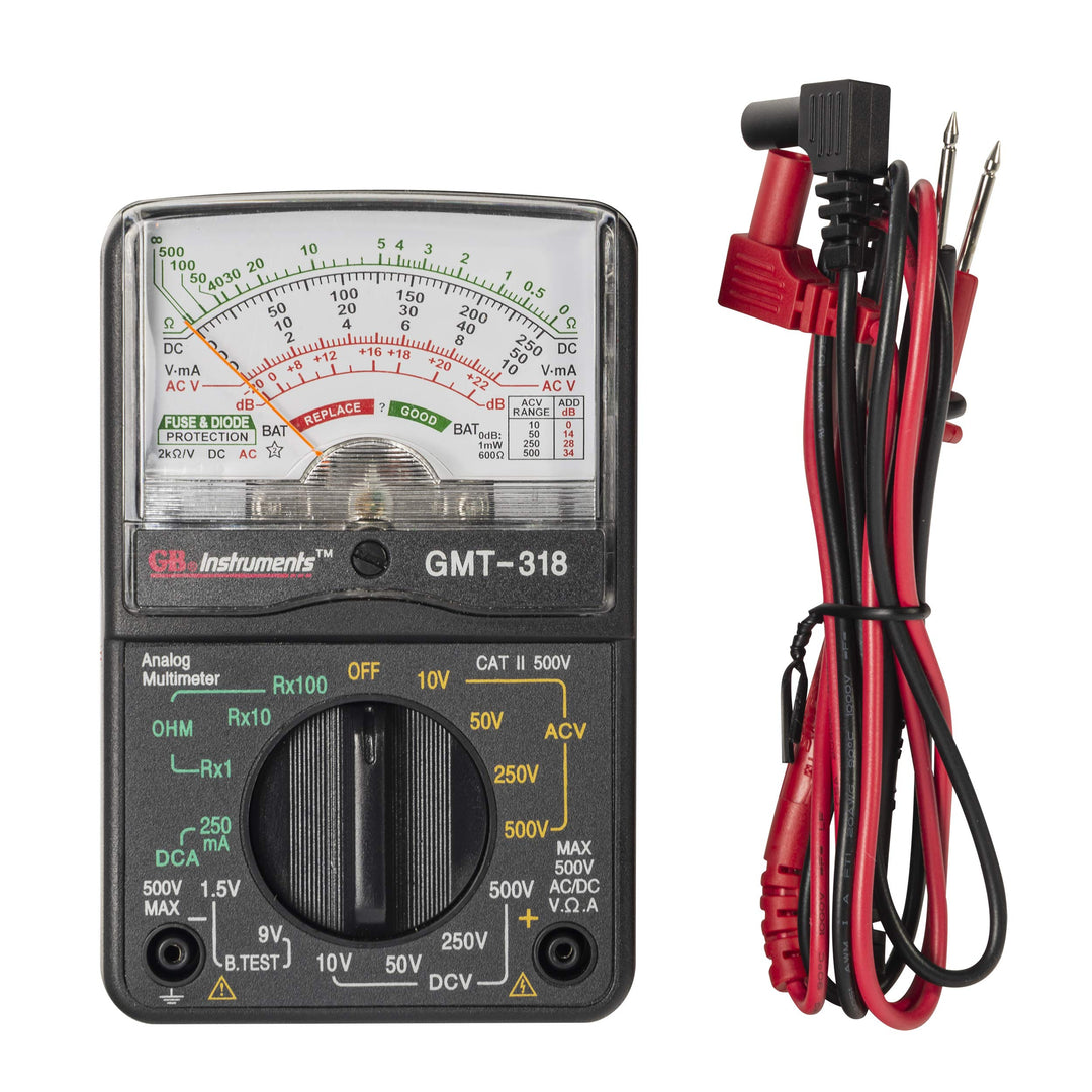 GMT-318 Analog Multimeter, 6 Function, 14 Range, AC / DC Volt, 500V