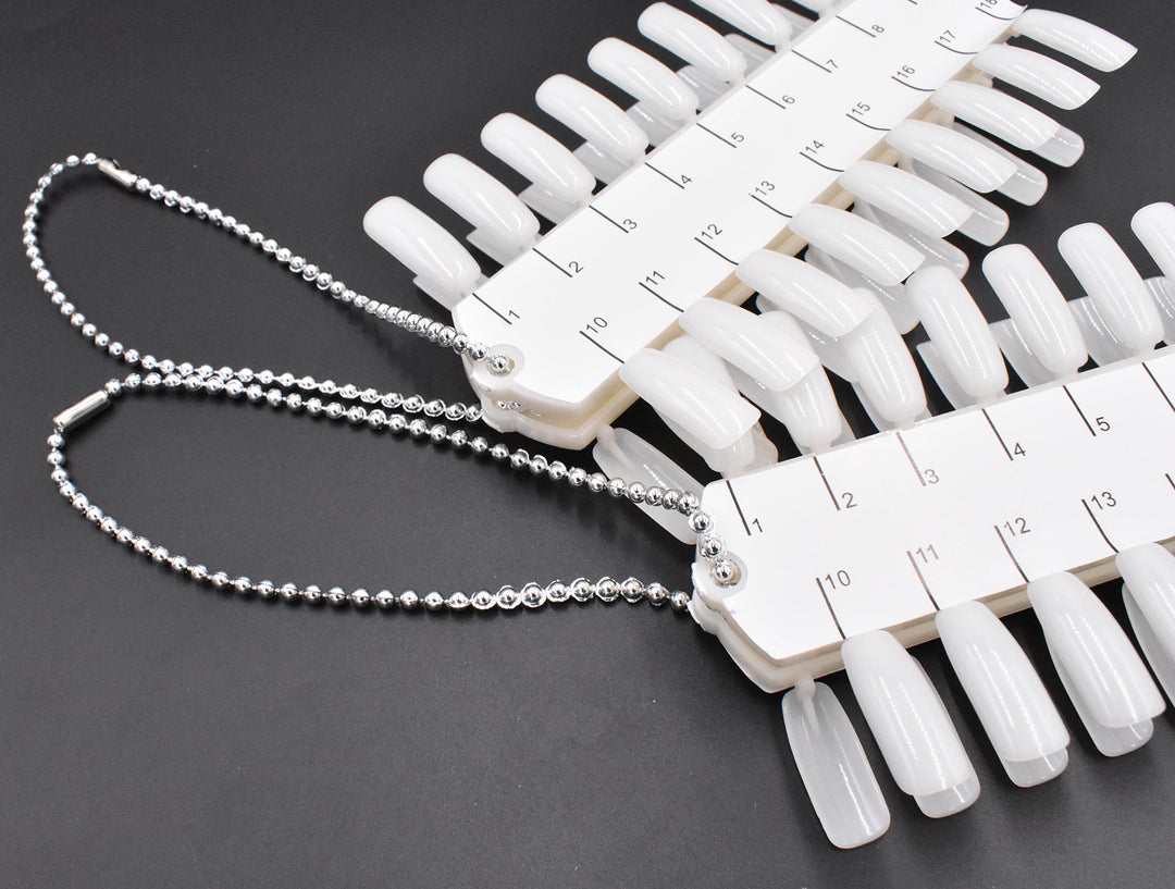 Art&amp;Beauty 2 Sets 72 Tips Double Layer Nail Color Display Card Nail Art Practice Design Training Plastic Polish Board Swatches with Ball Chain