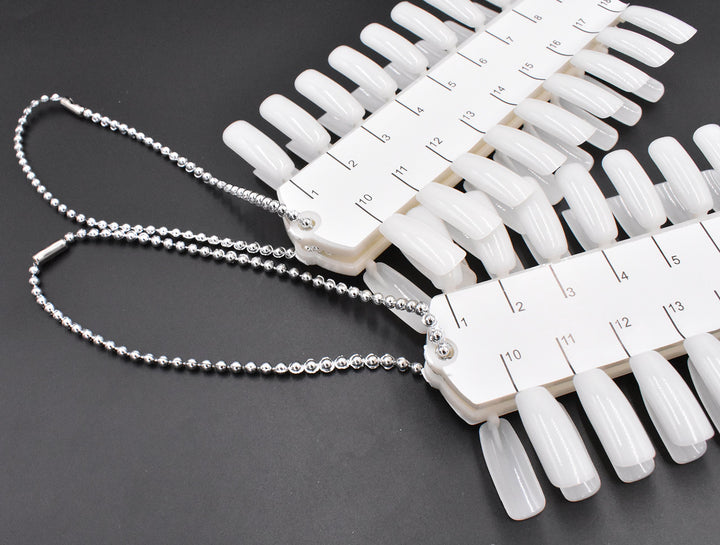 Art&amp;Beauty 2 Sets 72 Tips Double Layer Nail Color Display Card Nail Art Practice Design Training Plastic Polish Board Swatches with Ball Chain