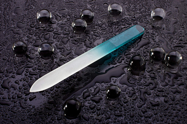 Bywabeé Etched Crystal Glass Nail File Set, Pedicure Files, Green/Blue, Small, Medium, 3 Piece