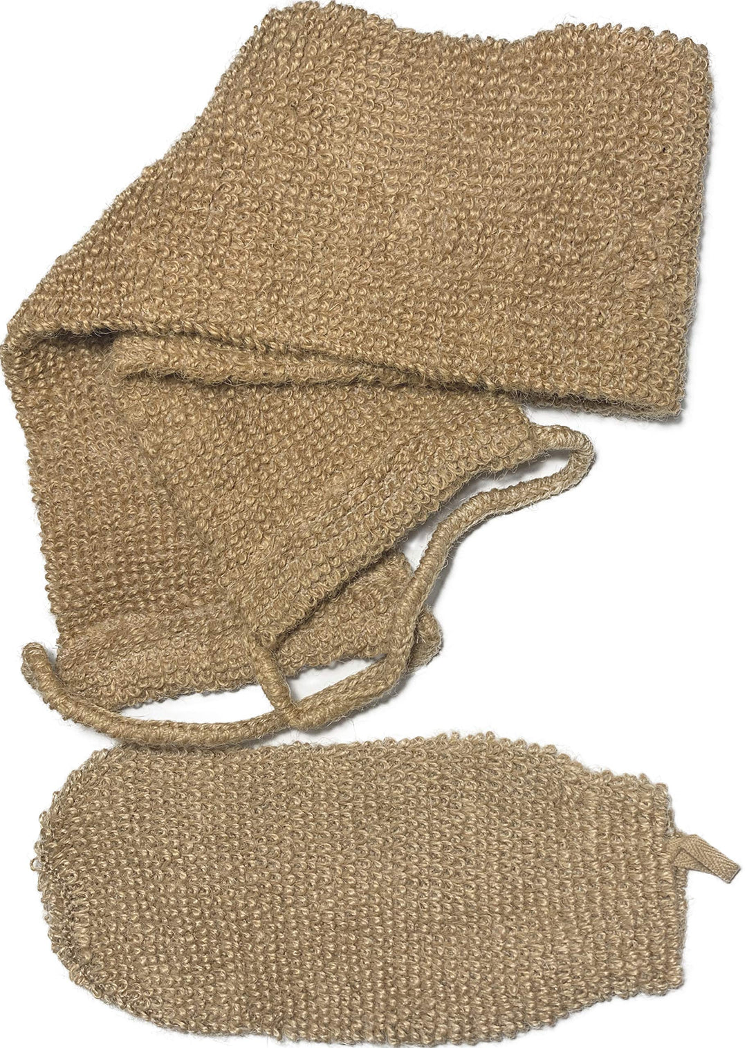 2 pcs/set Large Natural Exfoliating Hemp Back Scrubber for Shower for Men and Women - Rub Glove Mitt Mitten - Deep Clean &amp; Invigorate Your Skin - Machine Wash and Dry - Double Sided Available