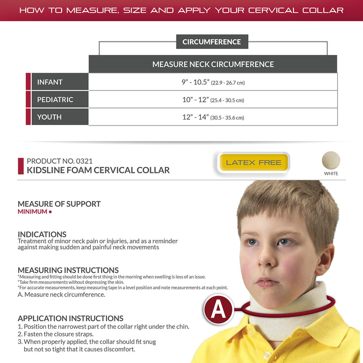 OTC Kidsline Cervical Collar Soft Foam Neck Brace, Whit