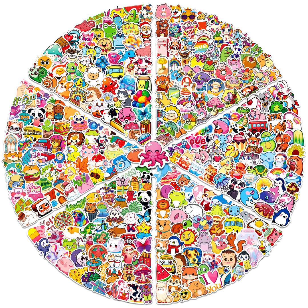 600Pcs Mini Stickers, Phone Case Stickers Waterproof Small Sticker Packs for Laptop, Water Bottle, Cup, Notebook, Vinyl Decals for Kids, Teens, Adults