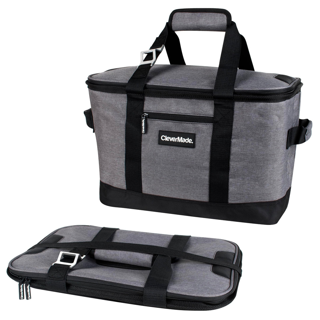 Collapsible Cooler Bag, 50 Can Beach &amp; Travel Car Cooler, Folding Soft Cooler, Shoulder Strap, Bottle Opener, Great Car Coolers for Travel, Leak Proof Cooler Bag [Charcoal/Black]