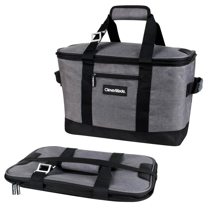 Collapsible Cooler Bag, 50 Can Beach &amp; Travel Car Cooler, Folding Soft Cooler, Shoulder Strap, Bottle Opener, Great Car Coolers for Travel, Leak Proof Cooler Bag [Charcoal/Black]