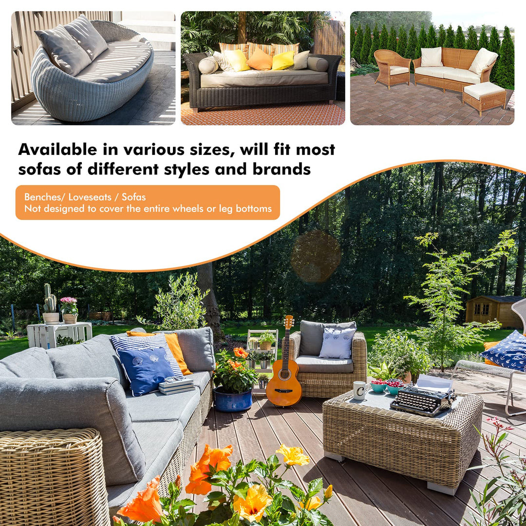Outdoor Couch Cover Patio Furniture Covers Waterproof 88 Inch Patio Sofa/Loveseat Cover, Patio Furniture Covers, Beige(Large -88W x 32.5D x 33H)