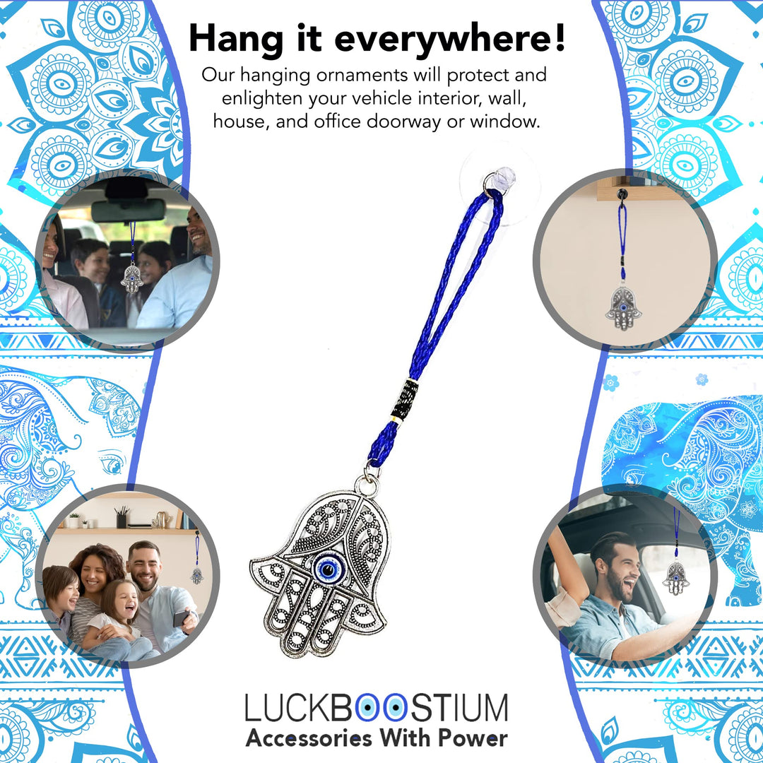Evil Eye Charm Amulet for Protection - Hamsa Hand Pendant, Hanging &amp; Decor, Keychain, Rear View Mirror Car Accessories, Men &amp; Women Accessories - Yoga Enthusiasts and Meditators