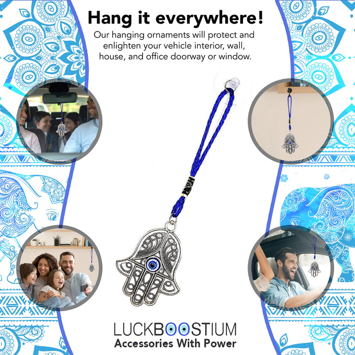 Evil Eye Charm Amulet for Protection - Hamsa Hand Pendant, Hanging &amp; Decor, Keychain, Rear View Mirror Car Accessories, Men &amp; Women Accessories - Yoga Enthusiasts and Meditators