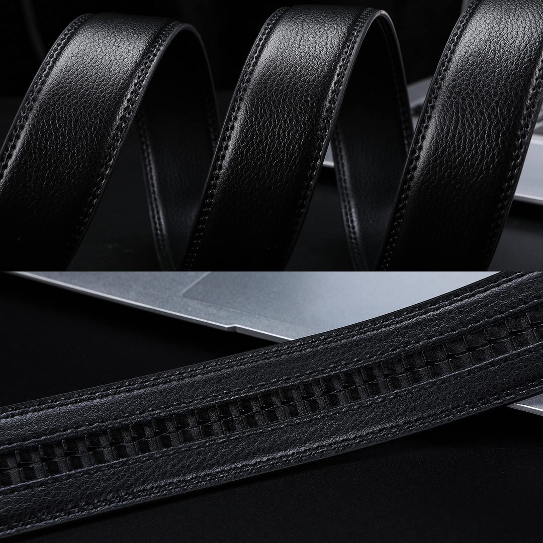 Ratchet Belt for Men, Mens Belt Leather Designer 1 3/8 for Casual Jeans, Black Fashion Belts