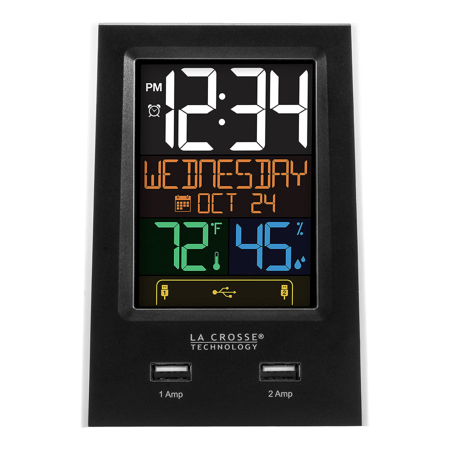 C86224 Dual USB Charging Alarm with nap Timer, 3.74 L x 2.40 W x 5.24 H, Black