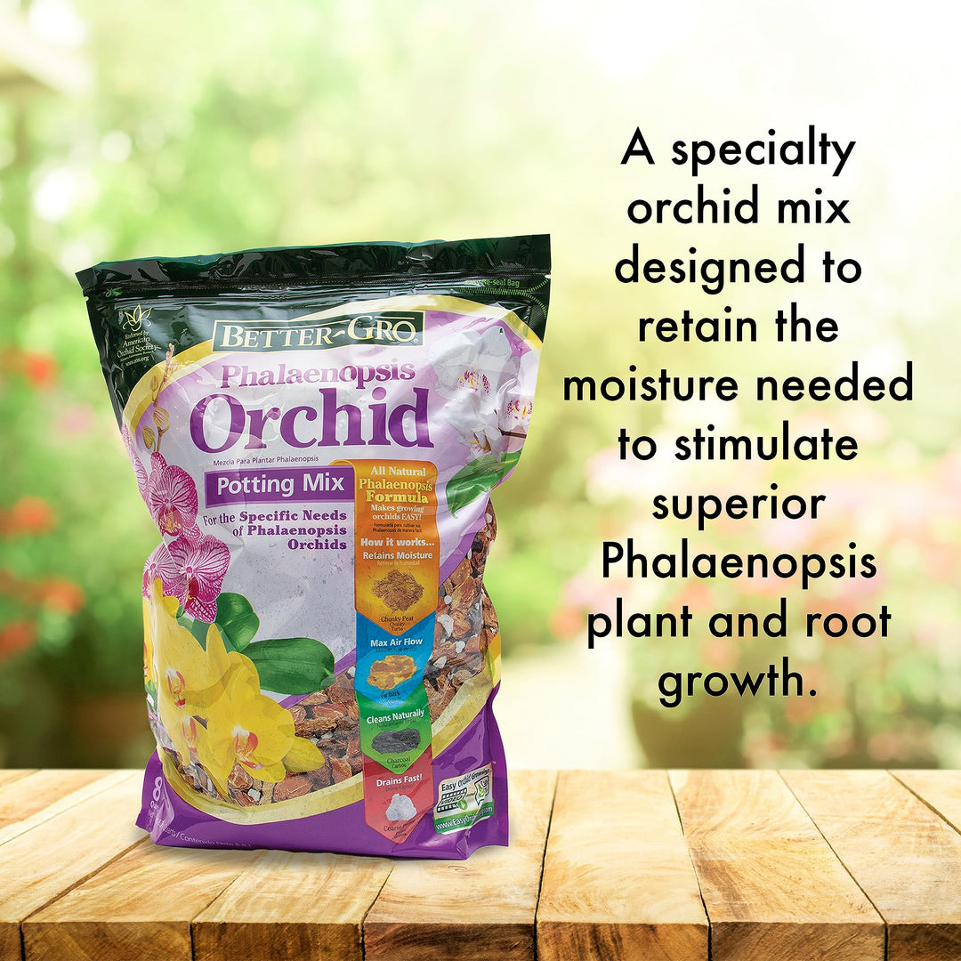 Phalaenopsis Mix - Premium Grade Phalaenopsis Potting Mix for Potting, Repotting, Enhanced Drainage, Air Flow &amp; Root Ventilation, Ideal for Phalaenopsis Orchids - 8 Dry Quarts