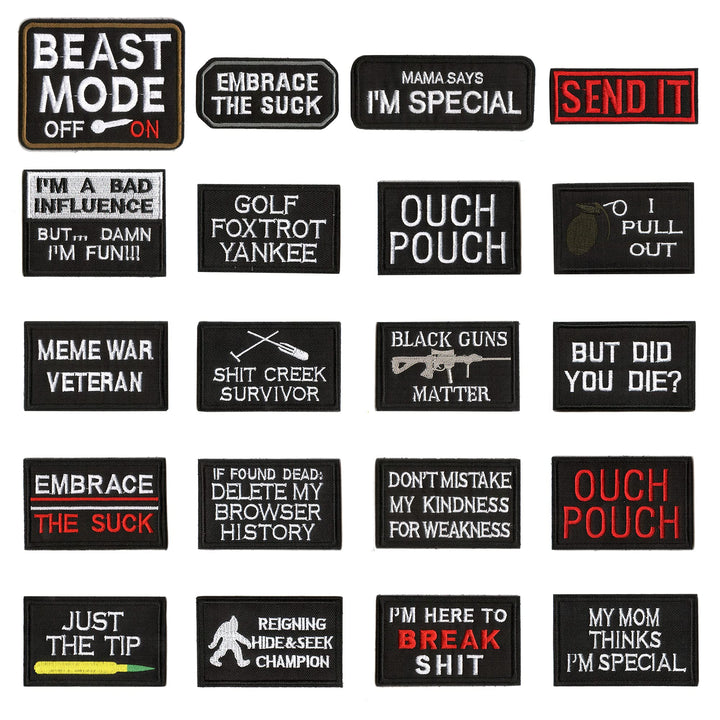 20 Pieces Funny Tactical Military Morale Patch Full Embroidery Patch Set for Caps,Bags,Backpacks,Clothes,Vest,Military Uniforms,Tactical Gears Etc. (Navy)