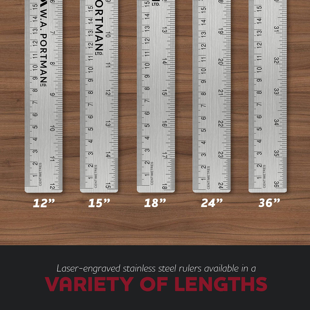 Metal Ruler 12 Inch Cork Back - Stainless Steel Metal Ruler with Cork Backing - Straight Edge 12 inch Metal Ruler - Flexible Stainless Steel Ruler - Imperial &amp; Metric Ruler 12 Inch