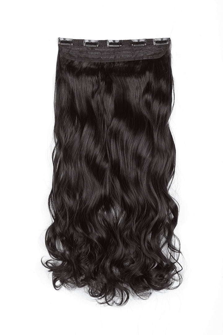 Swacc 20 Women 3/4 Full Head Instant One Piece Curly Body Wave Heat Resistance Synthetic Clip In Hair Extension (Dark Brown 4#)