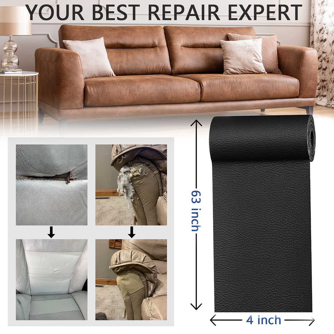 Leather Repair Patch for Furniture, 4 x 63 Self Adhesive Leather Repair Kit Vinyl Repair Tape for Car Seat Sofa Jackets Couches Chair Light Yellowish