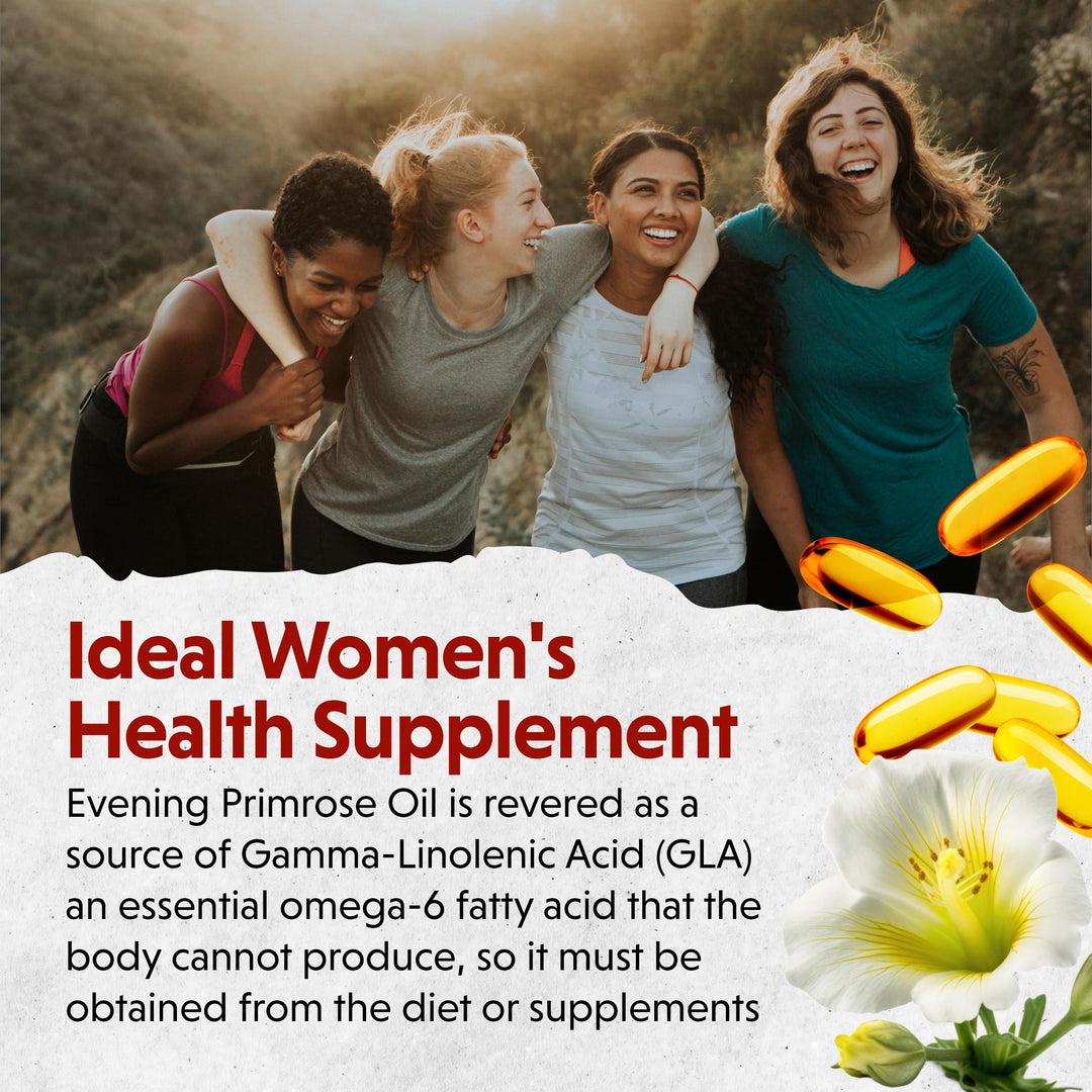 Barlean&#39;s Evening Primrose Oil Capsules, GLA Supplement for Men and Women, Healthy Skin, Immune Support and Bone Strength 1300mg Softgels, 120 Count