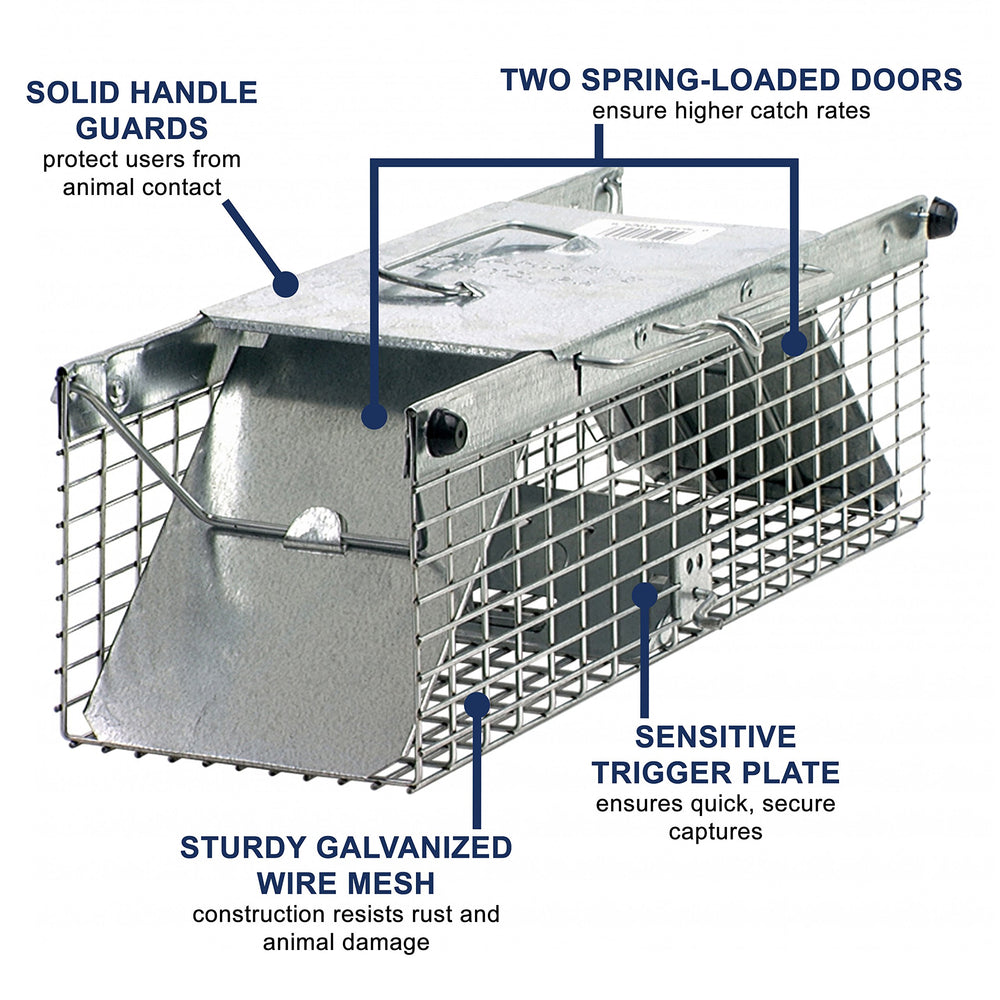 Havahart 1025 Small 2-Door Humane Catch and Release Live Animal Trap for Squirrels, Chipmunks, Rats, Weasels, and Small Animals