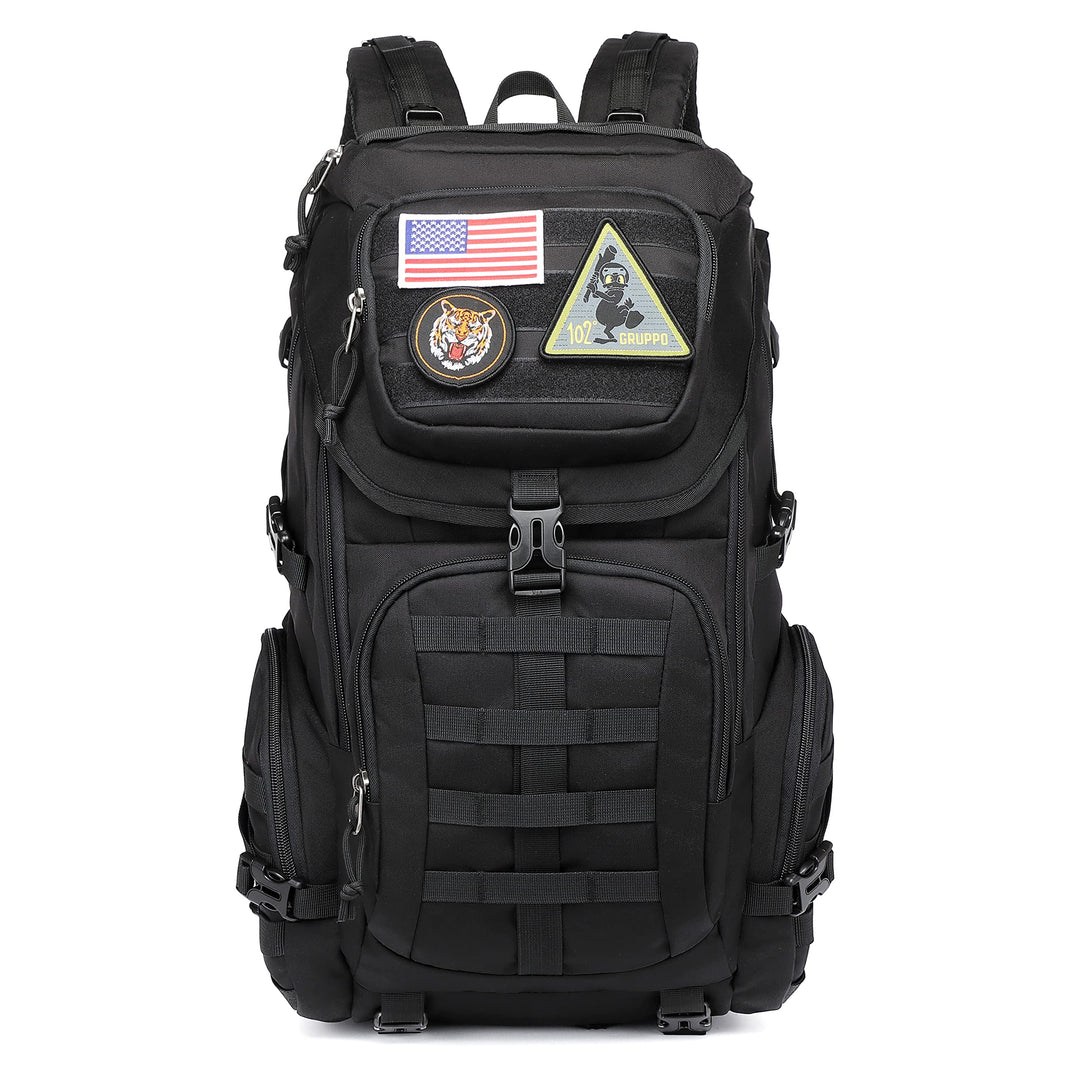 military tactical backpack nylon military MOLLE backpack 3-day Assault bag 27L backpack for men, used for outdoor hiking, camping and hunting (All black)