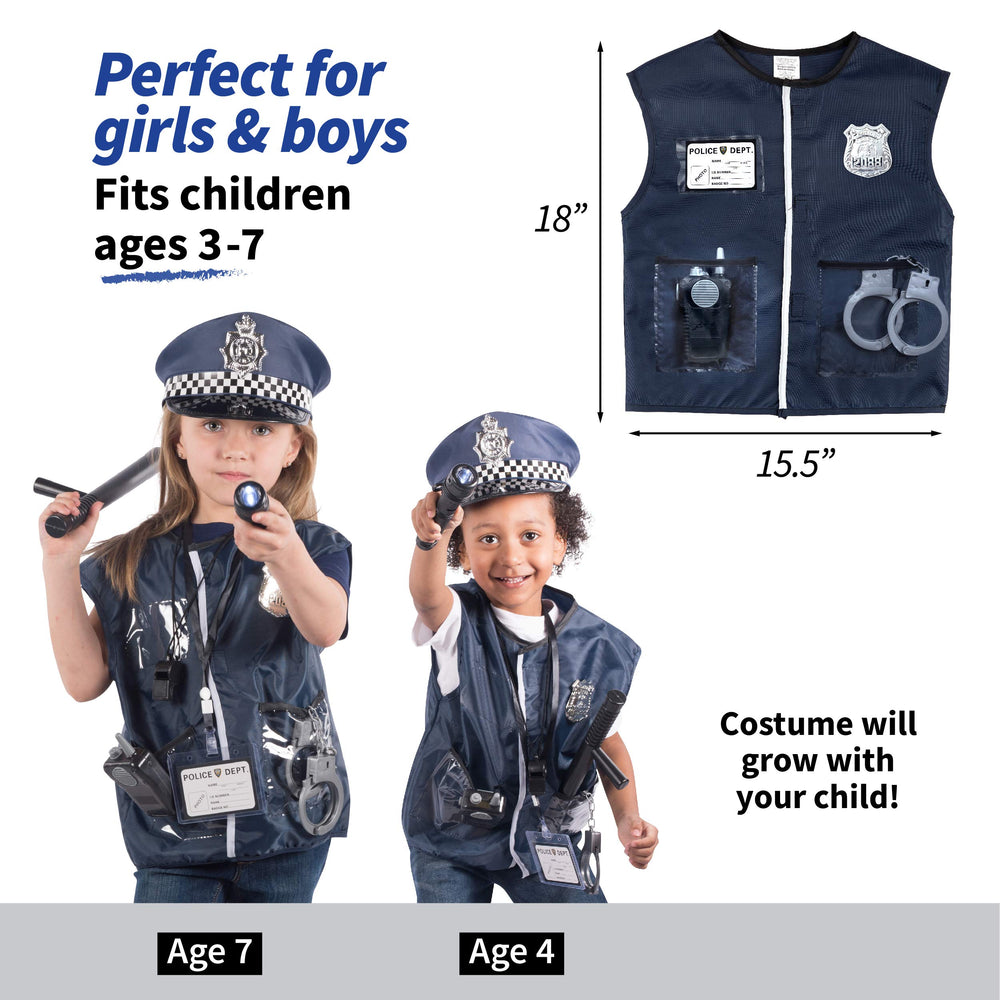 Police Costume For Kids & Police Toys For Kids Ages 3-7 (Police Toys with Vest)