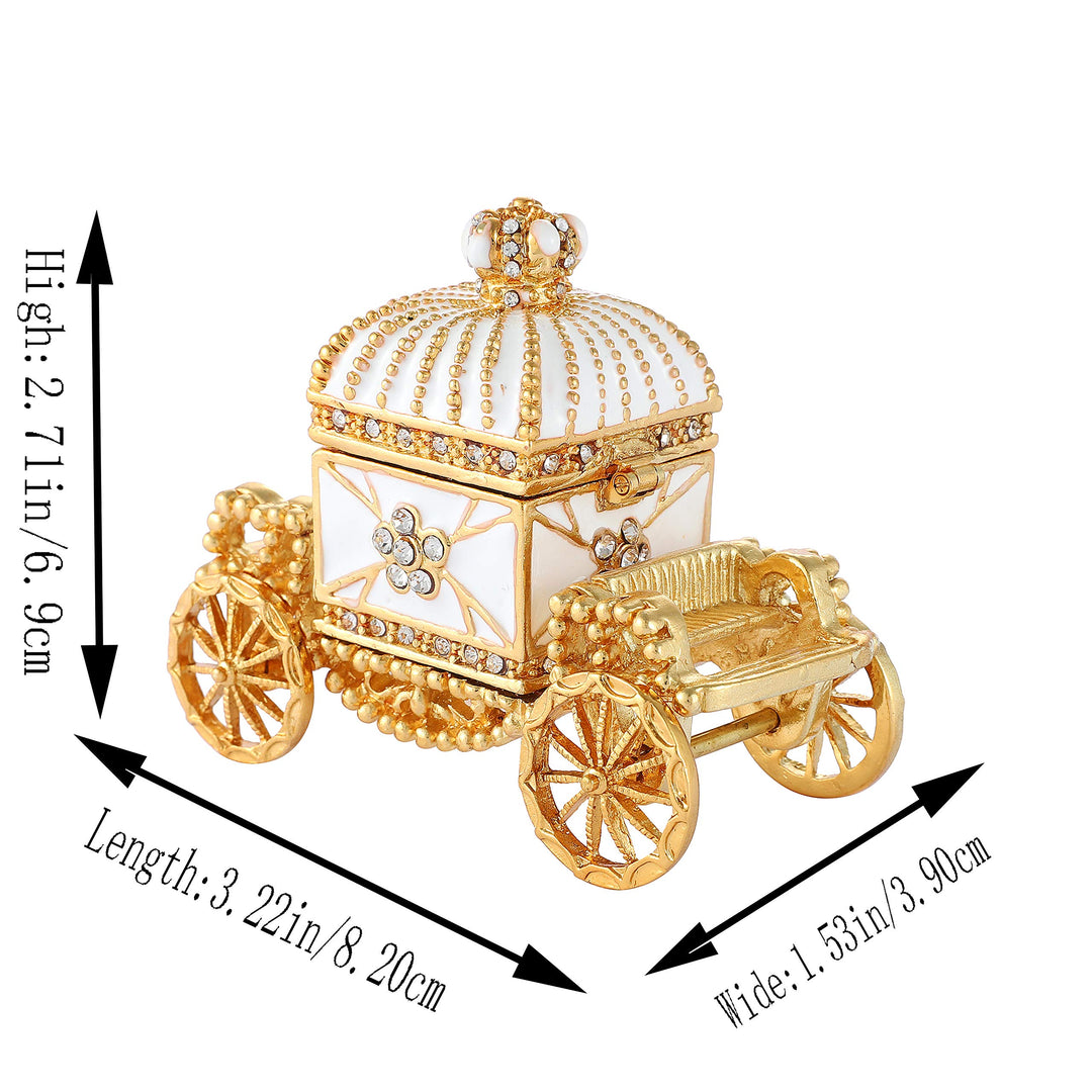 Enameled Royal Carriage Style Trinket Box Hinged, Unique Gift for Family