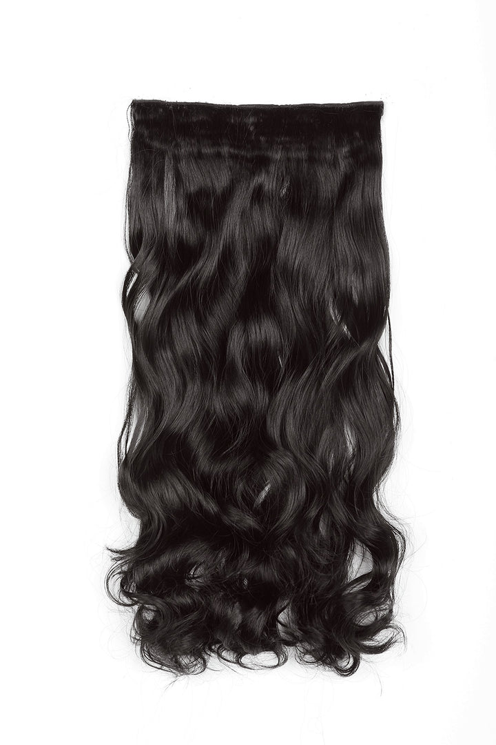 Swacc 20 Women 3/4 Full Head Instant One Piece Curly Body Wave Heat Resistance Synthetic Clip In Hair Extension (Dark Brown 4#)