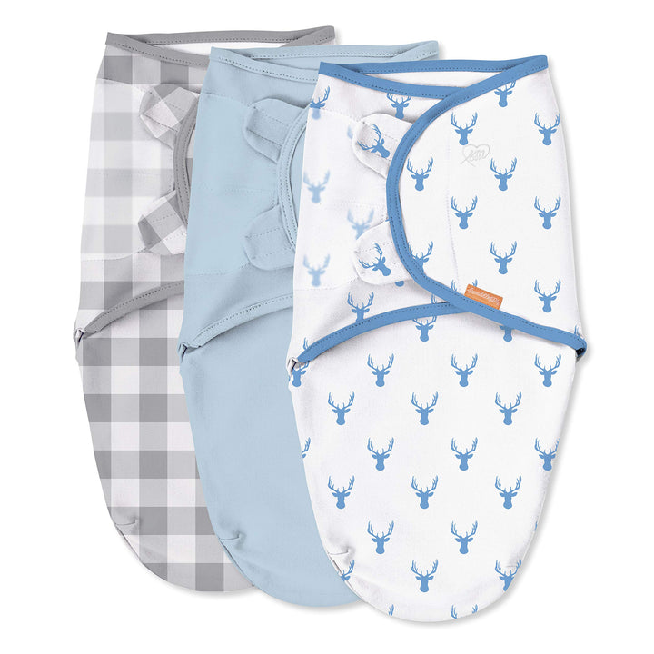 by Ingenuity Original Swaddle, 100% Cotton, Improves Sleep &amp; Calms Startle Reflex, 0-3 Months, 3-Pack - Oh Deer