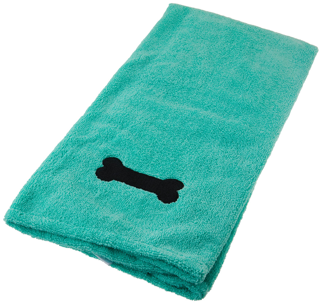 Pet Grooming Towel Collection Absorbent Microfiber X-Large, 41x23.5, Embroidered Green