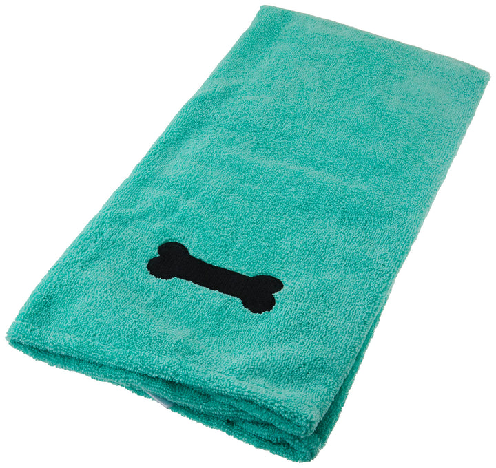 Pet Grooming Towel Collection Absorbent Microfiber X-Large, 41x23.5, Embroidered Green