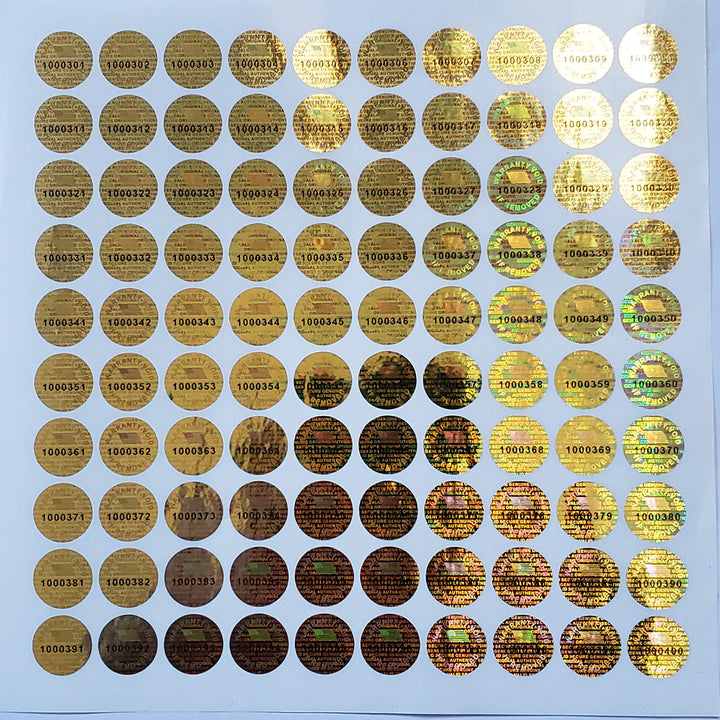 Golden Color 14 MM (0.53 inch) Round with Serial Number Hologram Labels Tamper Evident Stickers Security Void Seals Labels - Brand (500)