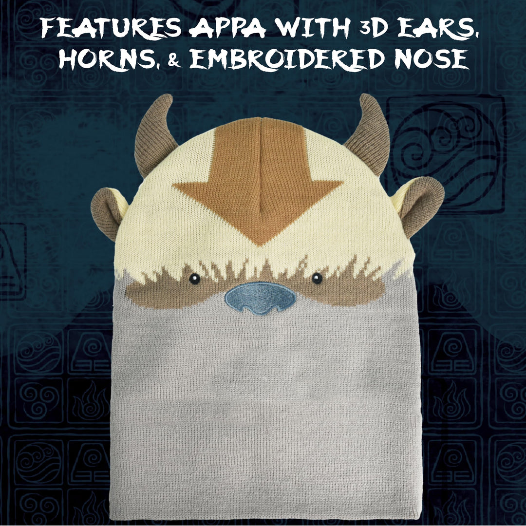 Avatar The Last Airbender Appa Acrylic Knitted Winter with Cuff Beanie Hat, Multi, One Size
