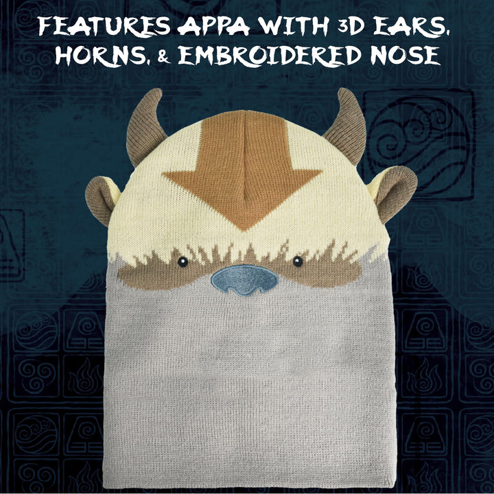 Avatar The Last Airbender Appa Acrylic Knitted Winter with Cuff Beanie Hat, Multi, One Size