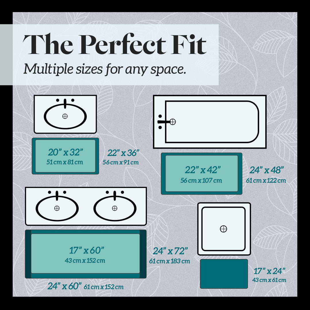 Bath Mats, Non Slip - Grey 17 x 24 Memory Foam Bathroom Rugs - Quick Dry