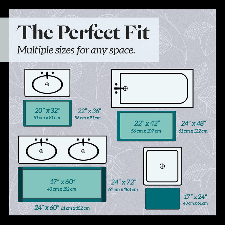 Bath Mats, Non Slip - Grey 17 x 24 Memory Foam Bathroom Rugs - Quick Dry