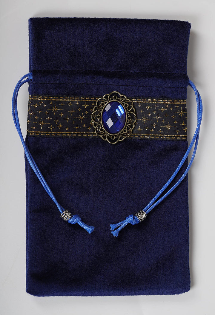 Altar Tarot Table Cloth - 25.6 x 25.6 Inch - Divination Wicca Velvet with Tarot Cards Bag Pouch (Blue)