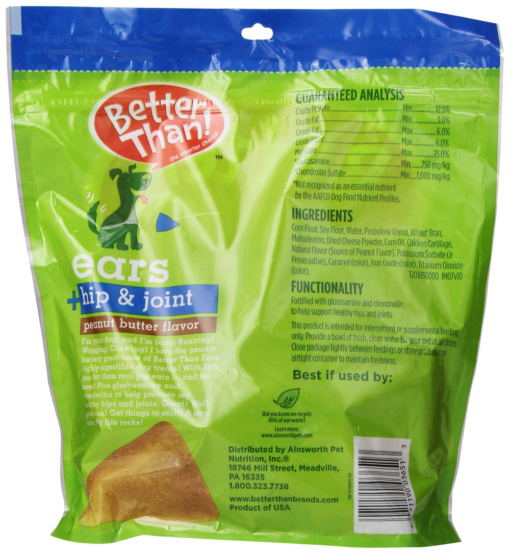 Ears Premium Dog Treats, Hip & Joint Peanut Butter Flavor, 36 Count Pouch